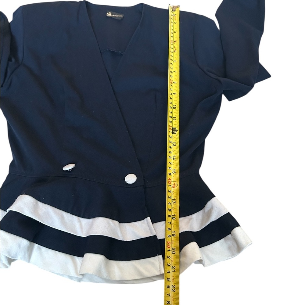Sophisticate Navy Peplum Blazer Size XS | Structured Tailored Jacket - Picture 11 of 12